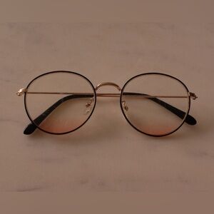 Blush Tinted Gold Round Frame Glasses